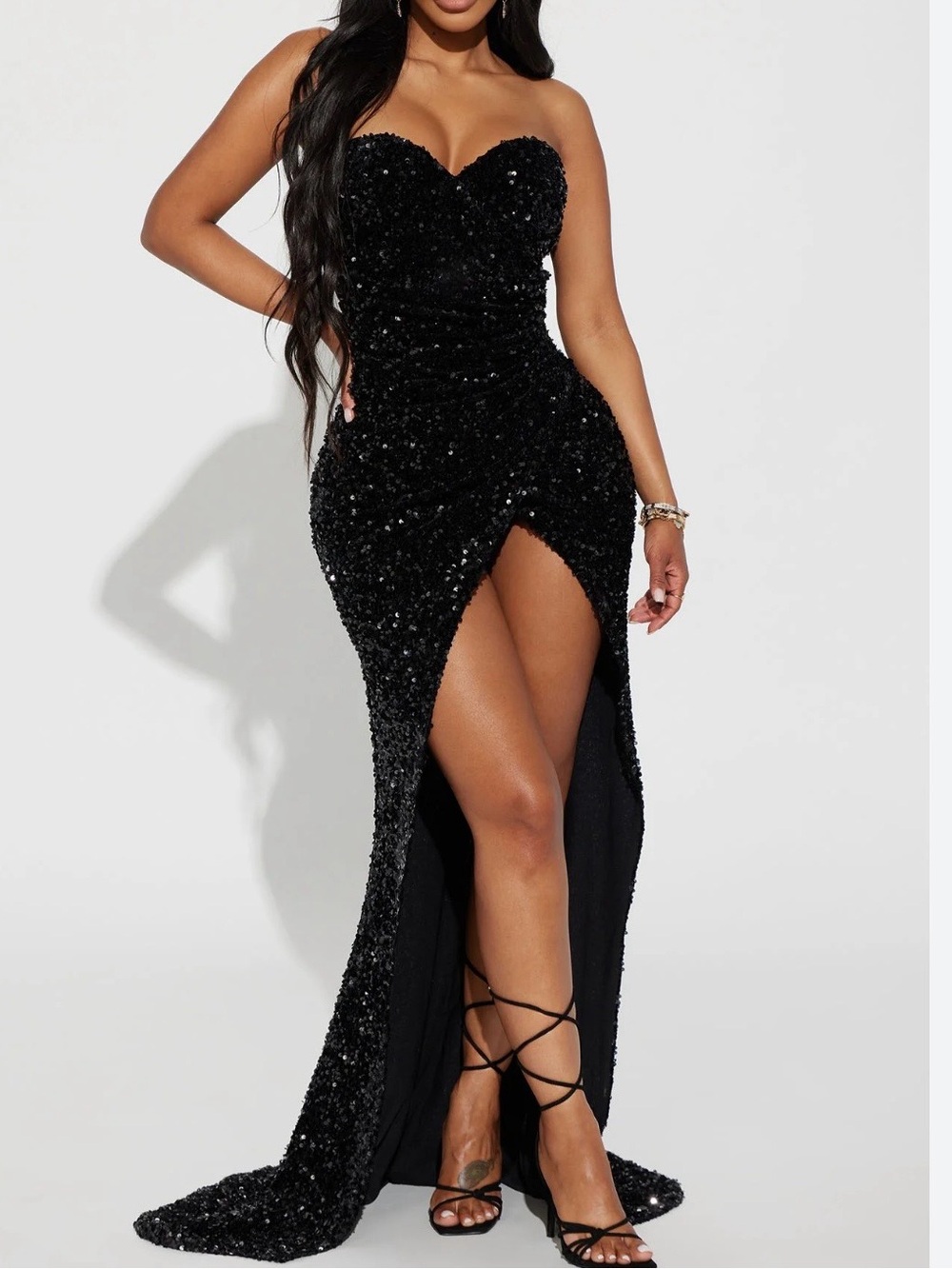 Fashion Nova Black Sequin Formal Mermaid Dress Medium